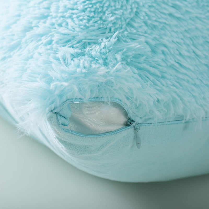 Reafort Luxury Long Hair, PV Fur, Faux Fur Body Pillow Cover/Case 21inx54in with Hidden Zipper Closure (Aqua, Body) - Image 4